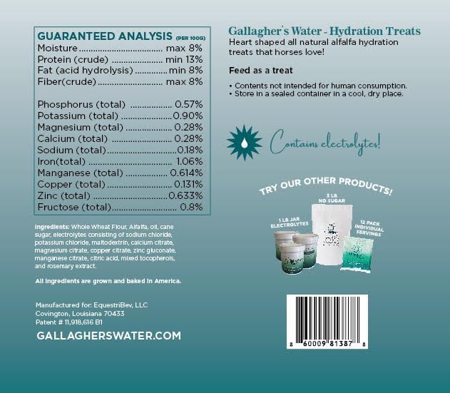 GALLAGHER'S WATER Hydration Treats for Horses. Crunchy Tasty Treats