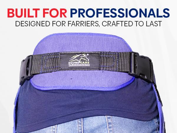 Equine Care Blue Farrier Apron Chaps, Leather & Canvas, Back Support