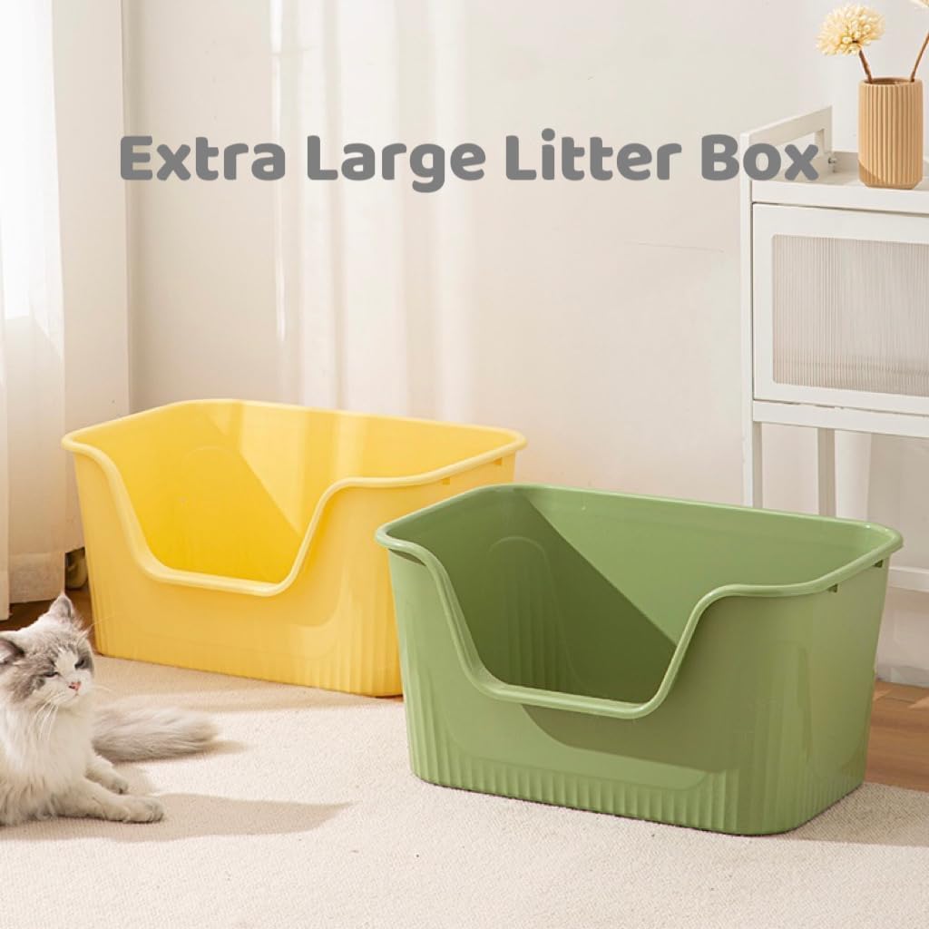 SpaceTime Large Cat Litter Box with High Sides,Cat Boxes for Indoor