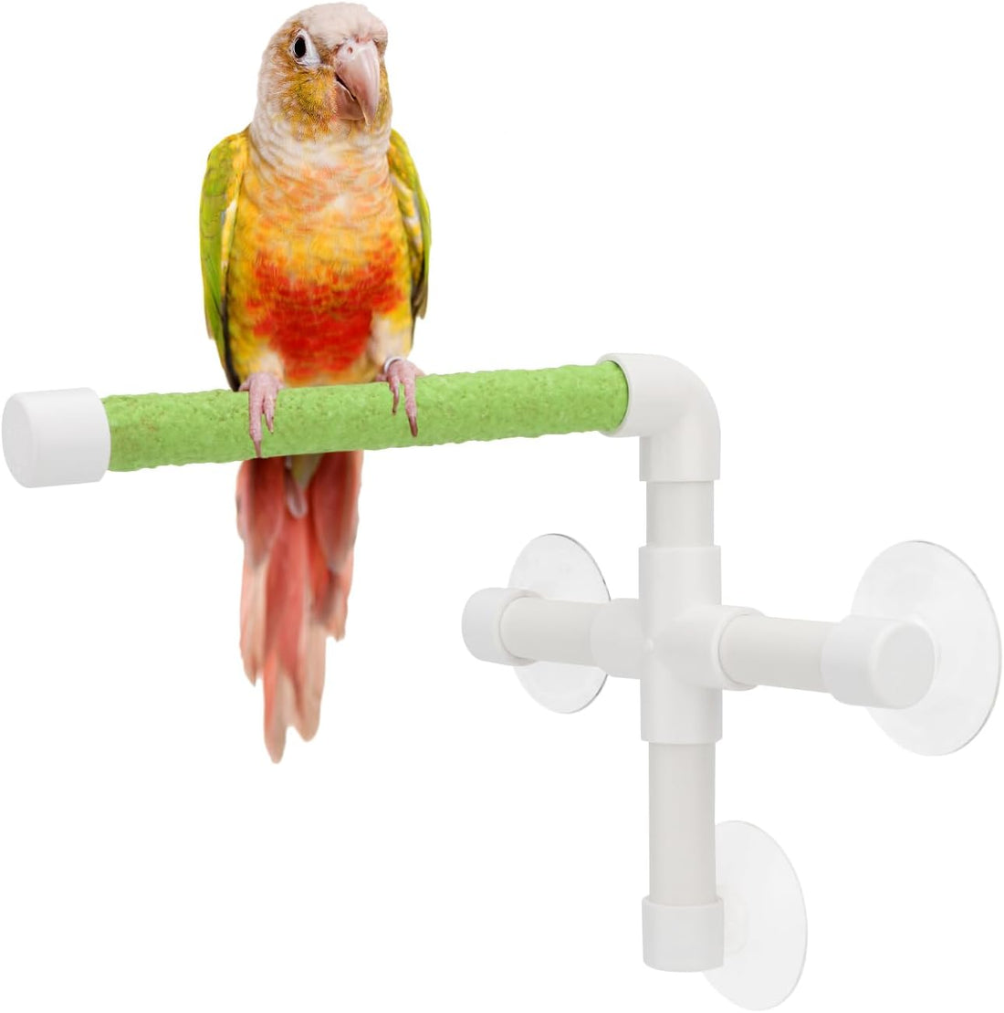 Hypeety Portable Suction Cup Bird Window and Shower Perch Toy Parrot