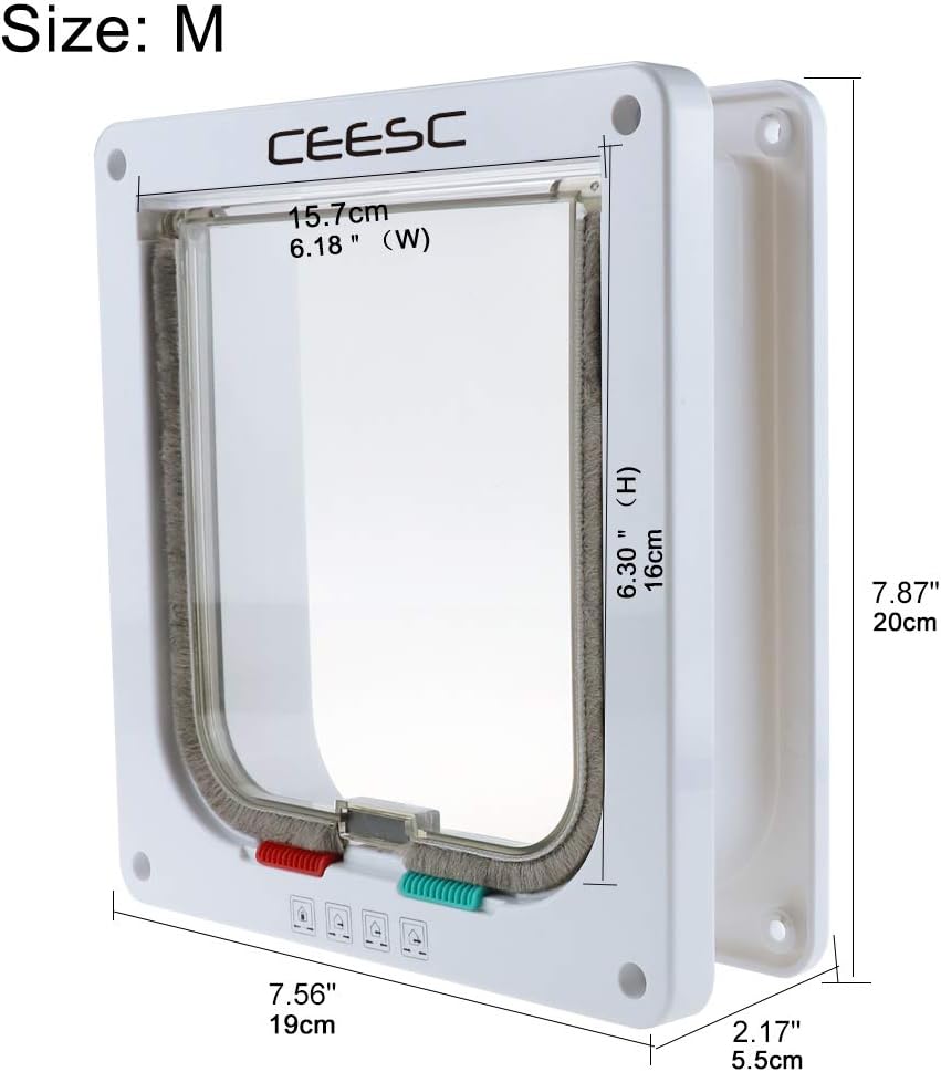 CEESC Medium Cat Door for Pets up to 15.43 lbs, Weatherproof