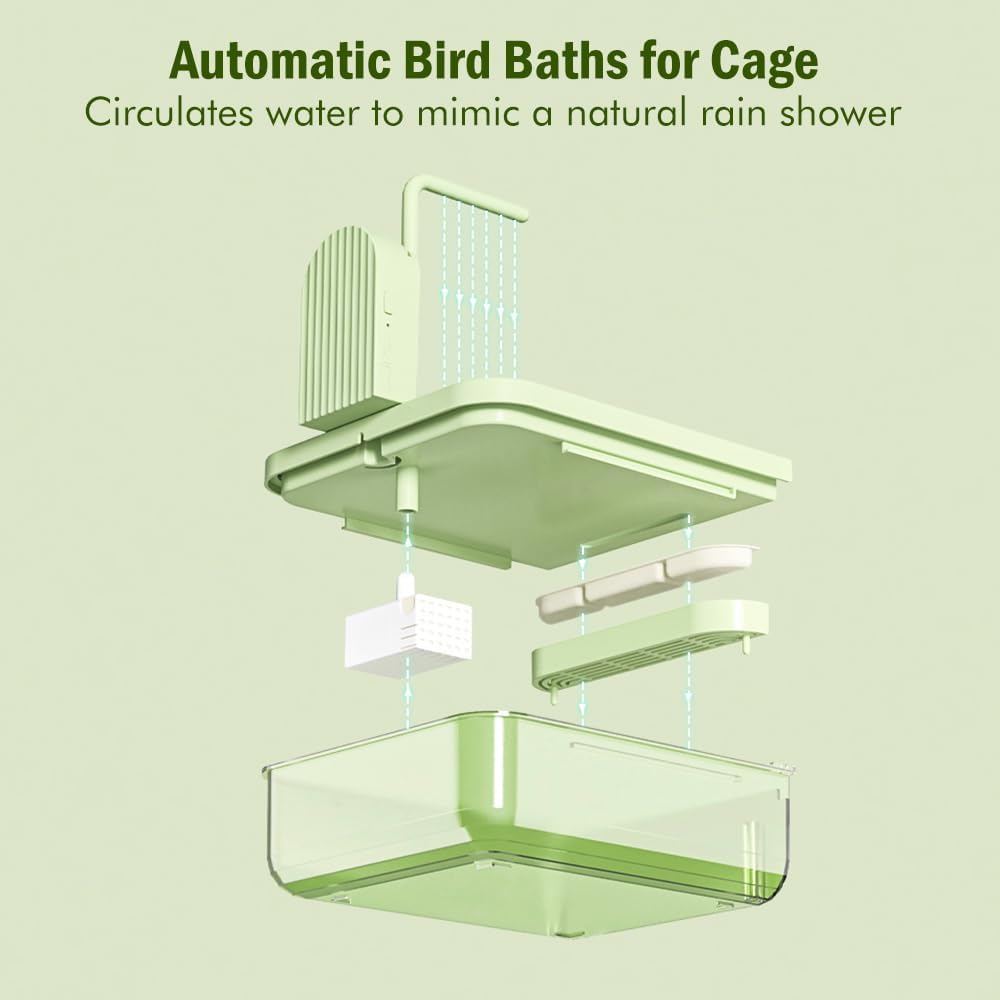 Automatic Bird Bath for Cage, Parakeet Bath with Pump