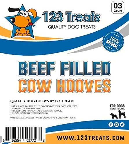123 Treats Filled Cow Hooves for Dogs