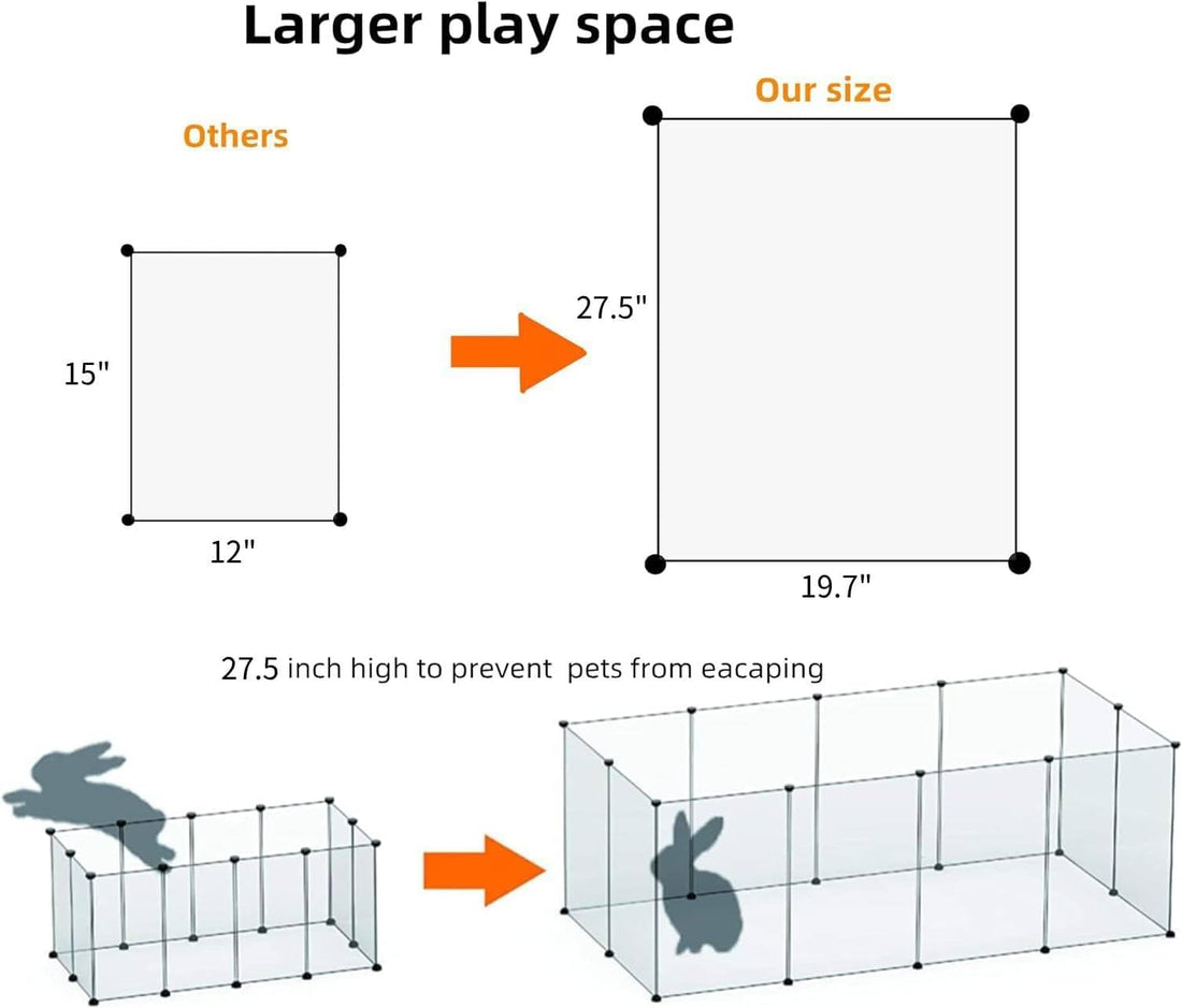 LURIVA Large Transparent Pet Playpen, 28" H x 20" W, Dog Playpen