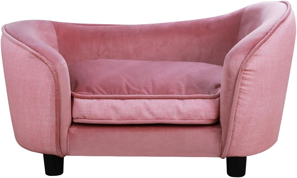 Pet Sofa Bed, Velvet Fabric Pet Couch Chair with Removeable Washable
