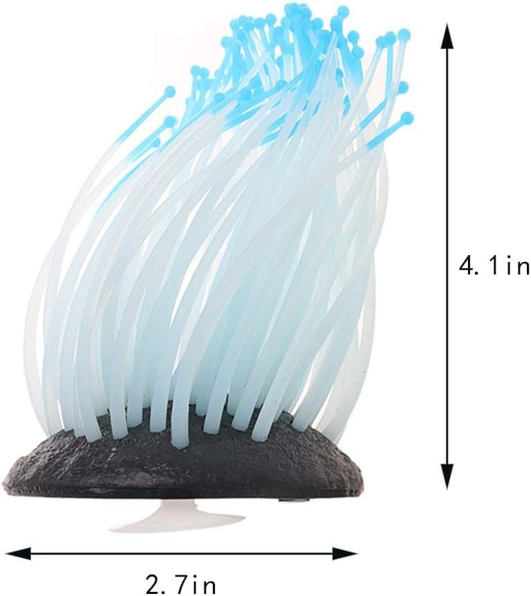 2PCS Artificial Silicone Anemone Coral Plant Glowing Fish Tank Decor