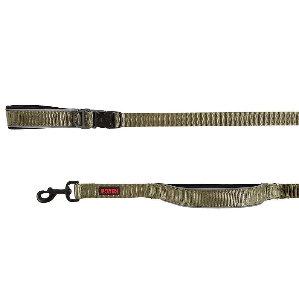 KONG Reflective Shock Absorbing Hands-Free Bungee Dog Leash 6' (Green)