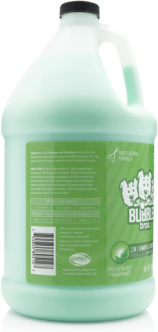 Bubble Bros. 2 in 1 Dog Shampoo and Conditioner for Pets, Gallon