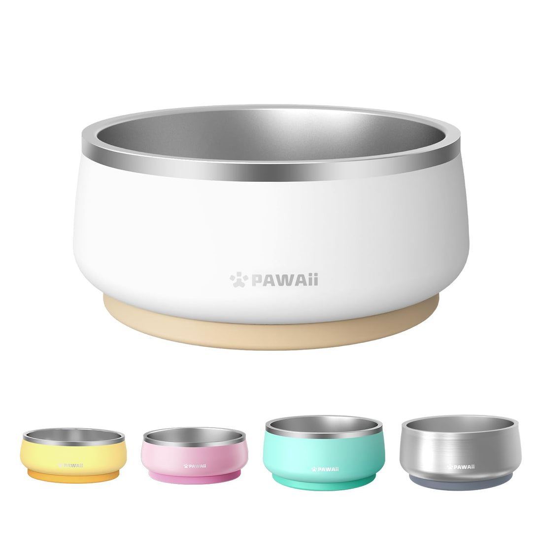 Pawaii Dog Bowl, 34 oz Double-Wall Stainless Steel Food and Water Bowl