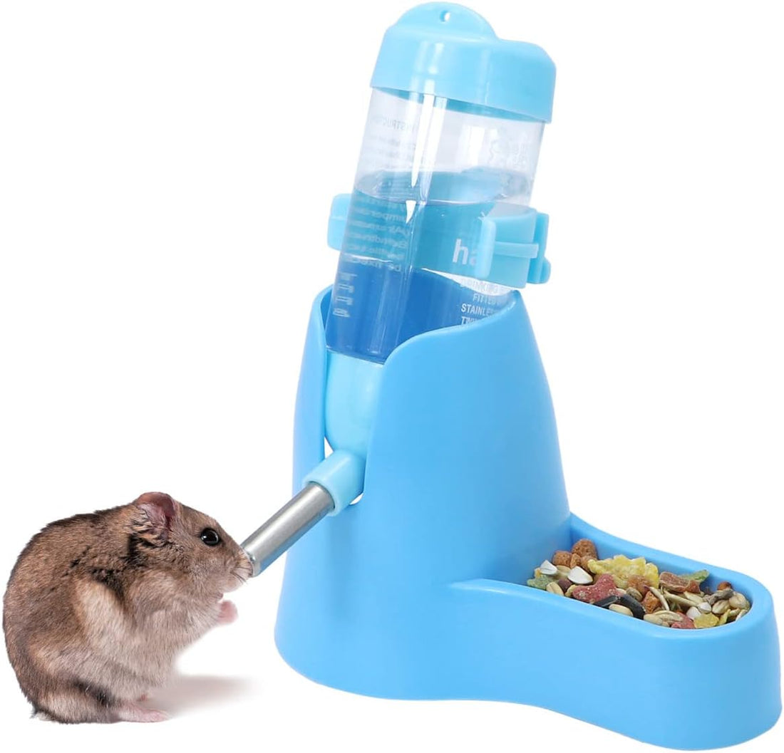 Wontee 3 in 1 Hamster Water Bottle with Food Bowl Hideout Base