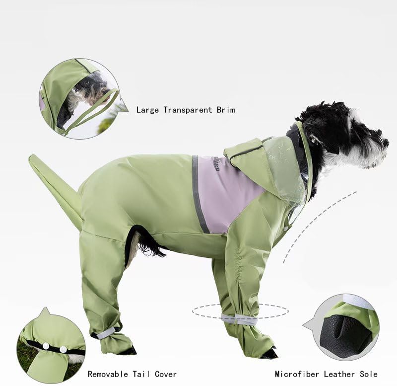 Waterproof Dog Raincoat, Clear Hood, Leash Hole