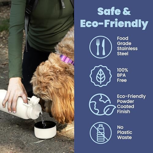 Dog Travel Bag (Beige) & Dog Mom Water Bottle (Cream) Bundle