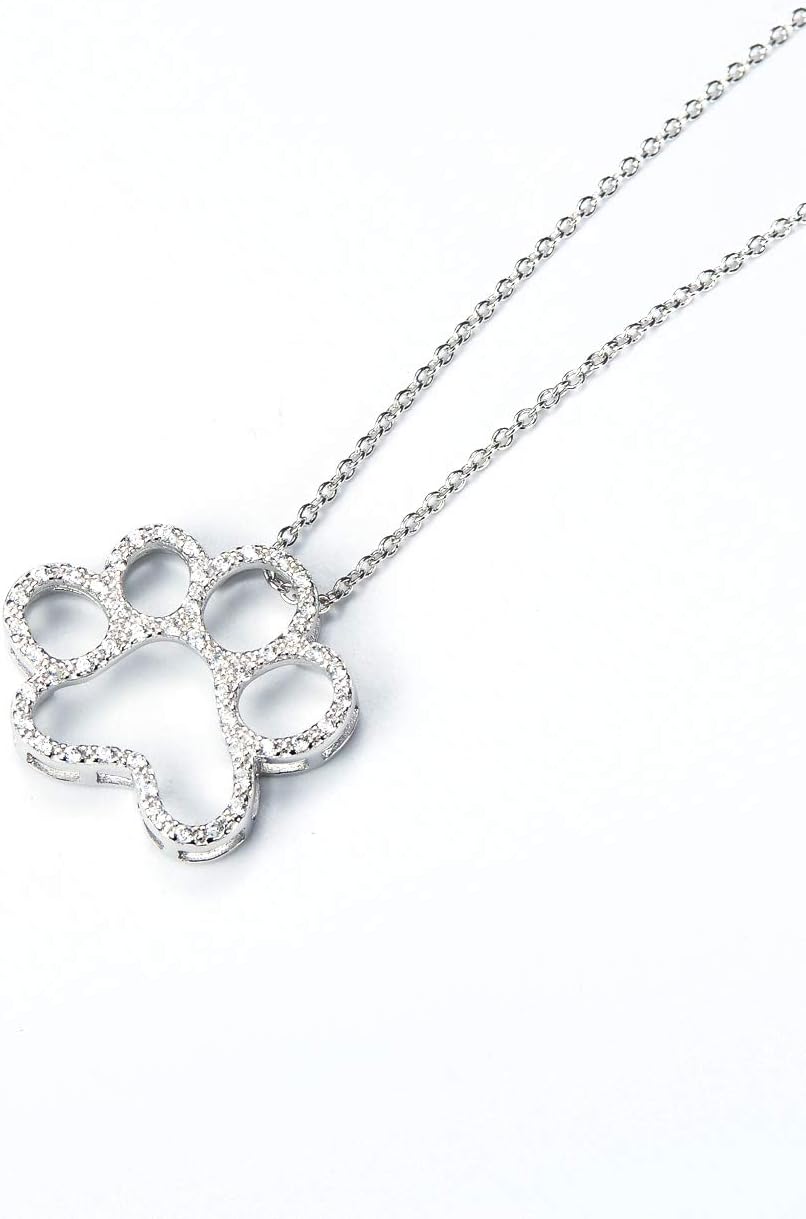 ONEFINITY Paw Print Necklace 925 Sterling Silver Cat Dog Paw Pendant