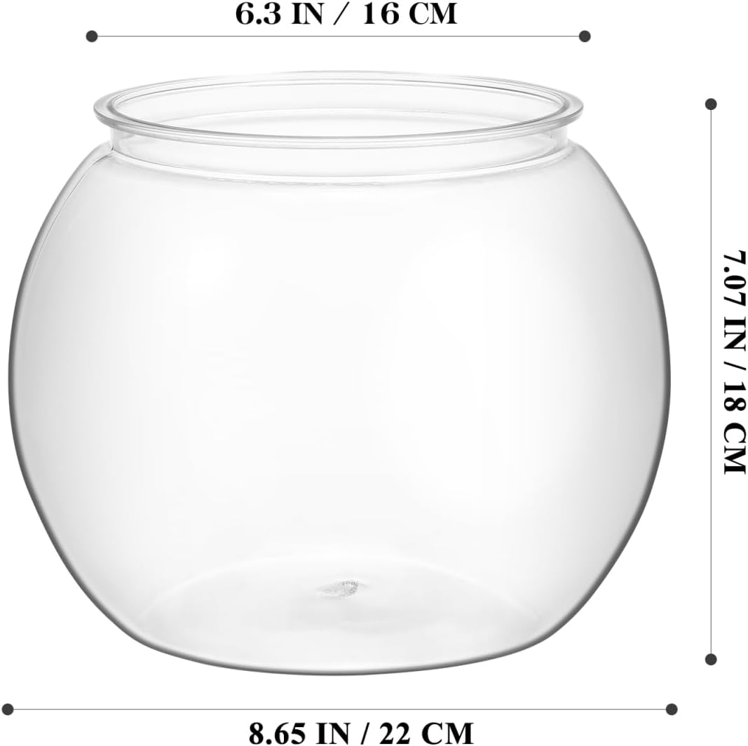 Clear Plastic Fish Bowl Round Aquarium 8.6 Inch Wide