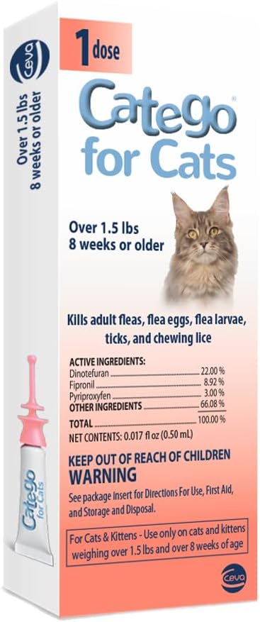 Catego for Cats Flea and Tick Treatment & Prevention 1-Month Supply