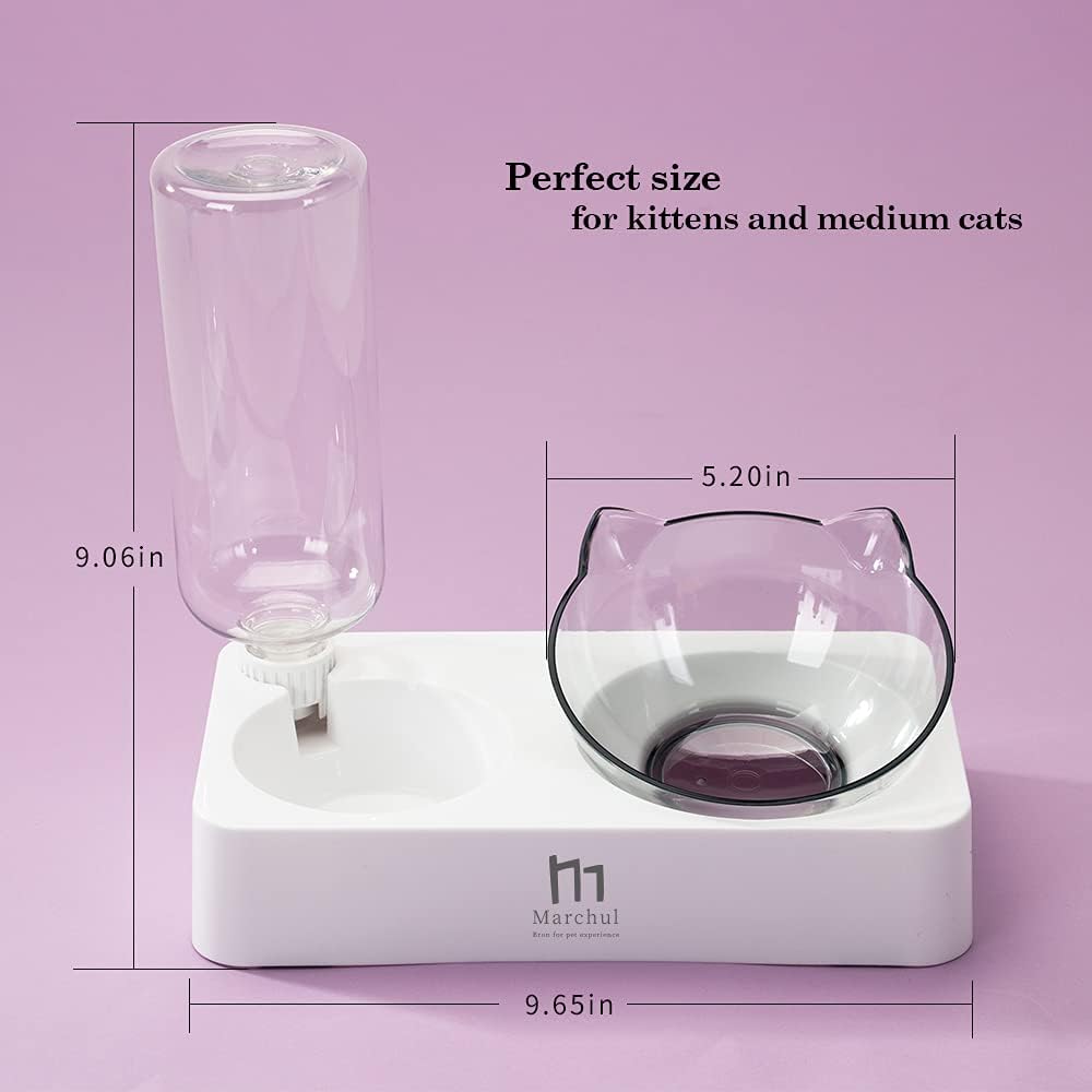 Marchul Double Elevated Dog Cat Bowl, Pets Water and Food Bowl Set