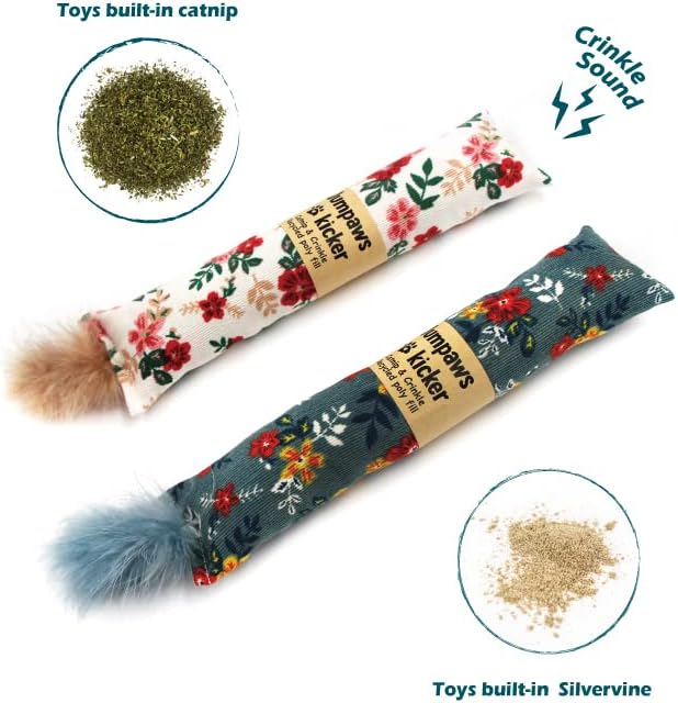 Jumpaws 2 Pack Natural Interactive Catnip & Silvervine Cat Kicker