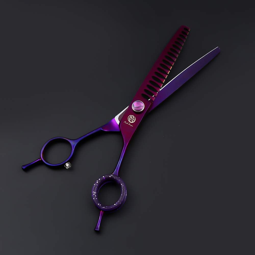 Purple Dragon 7.0" Purple Downward Curved Pet Grooming Curved Scissors