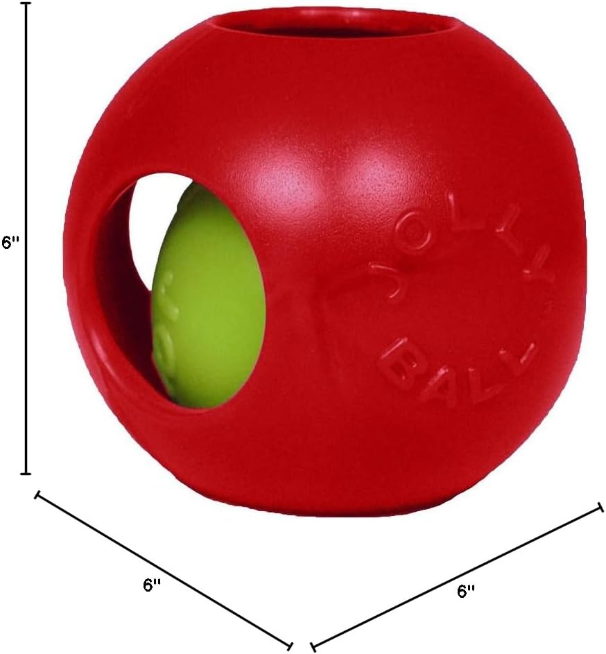 Jolly Pets Teaser Ball Dog Toy, Medium/6 Inches, Red