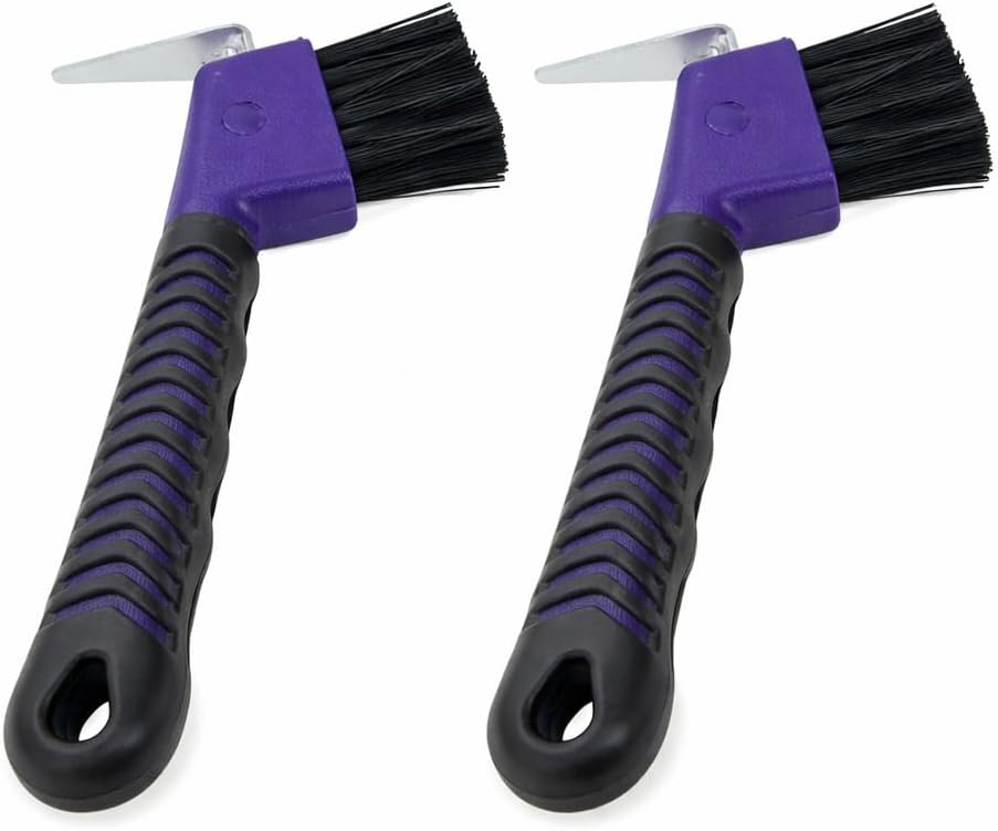 Intrepid International Rubber Handle Hoof Pick with Brush - 2 Pack