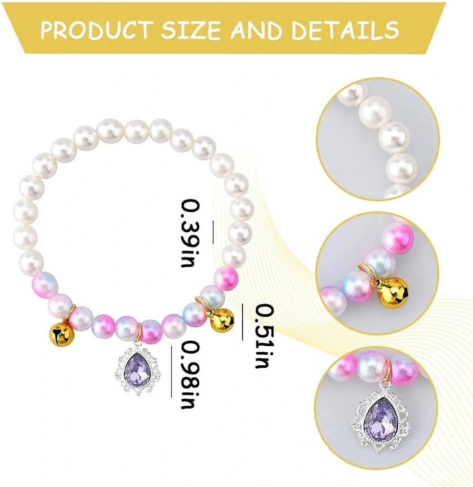 Pearl Cat Collar with Bell Rhinestones Teardrop Pet Necklace