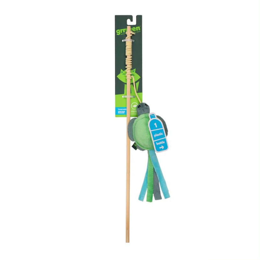 GRRREEN Cat Toys | Plush Turtle Teaser Cat Wand Toy