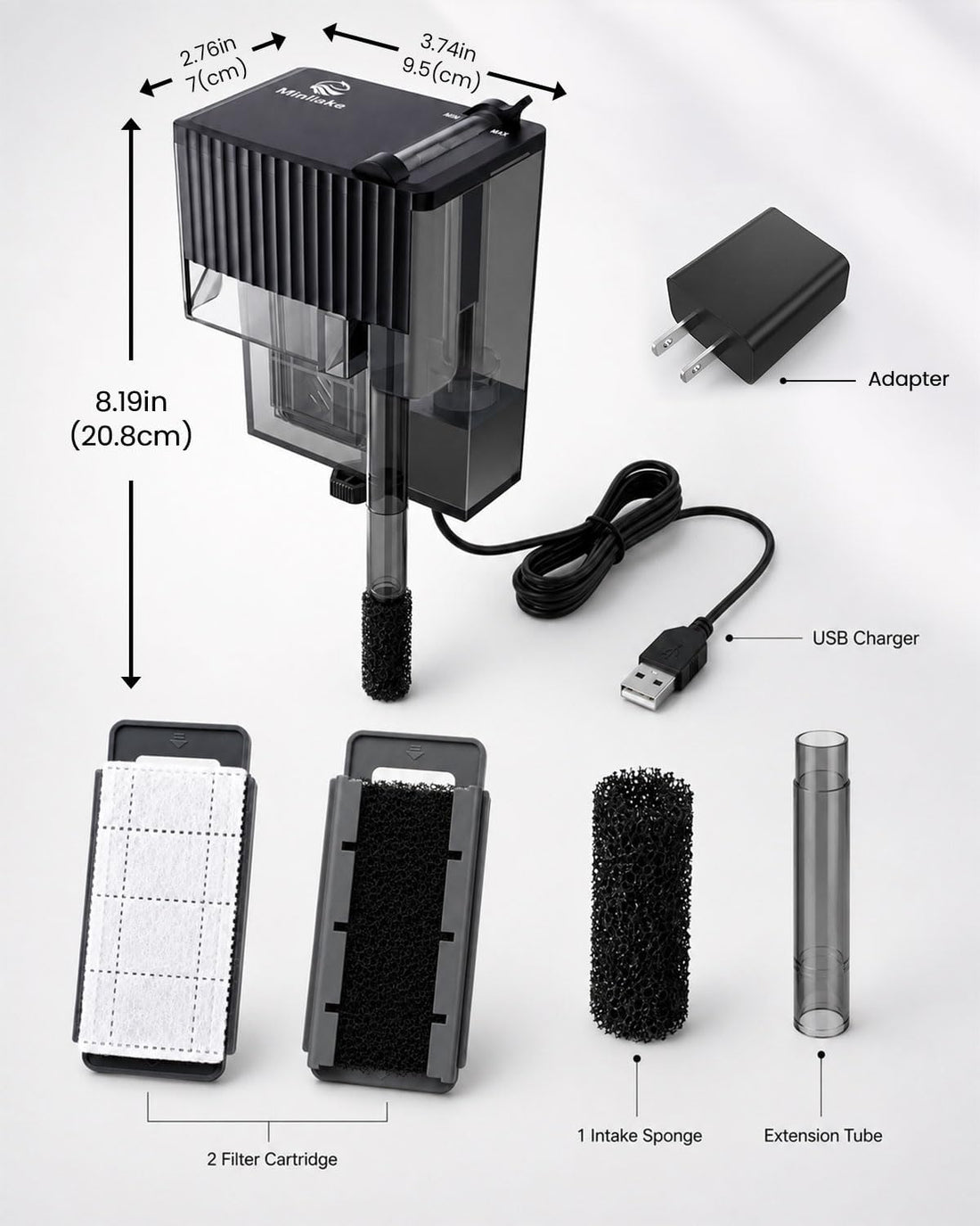 Small Fish Tank Filter Slim Aquarium Filter