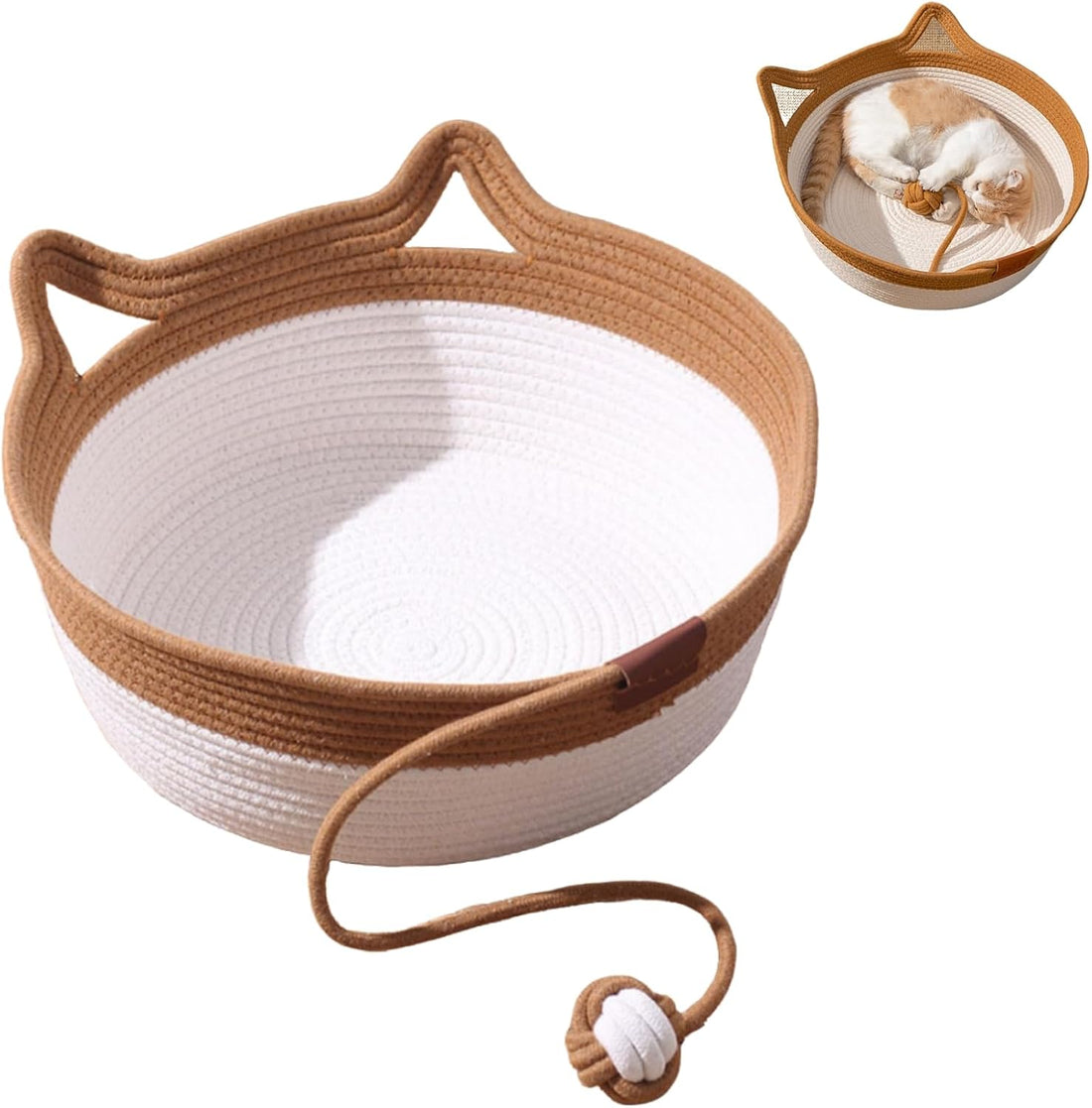 Instinct Basket, Stimuli Handwoven Cat Basket Rope Cotton Bed, Large