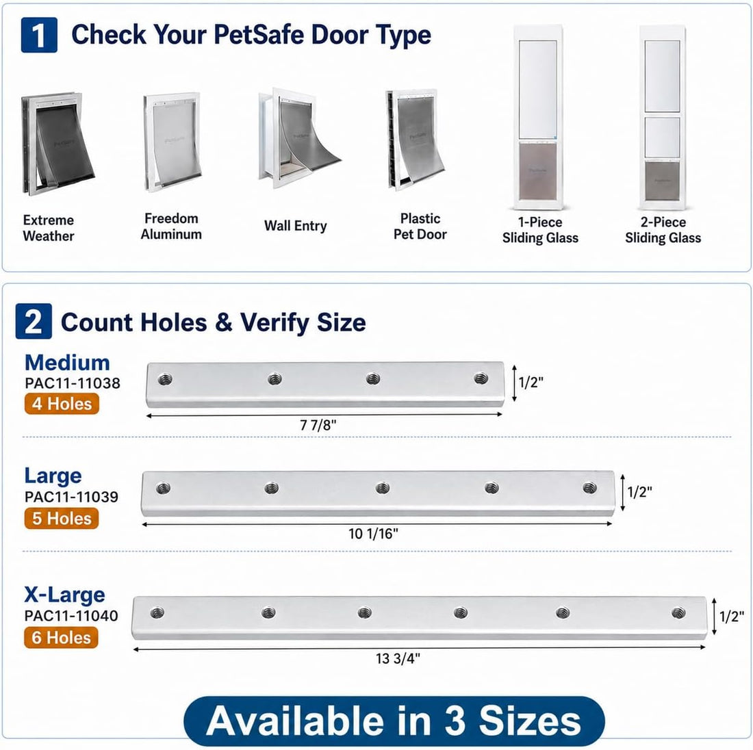 X-Large Alum. Dog Door Flap Bracket Kit for PetSafe PAC11-11040
