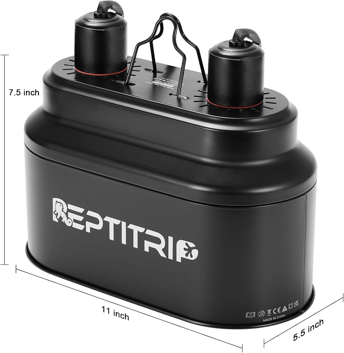 REPTITRIP Dual Reptile Light Fixture with 100W Daytime Heat Bulb & 100W Nighttime Ceramic Heat Emitter, 2 Independent Switches, Reptile Heat Lamp Combo Pack - No UVB