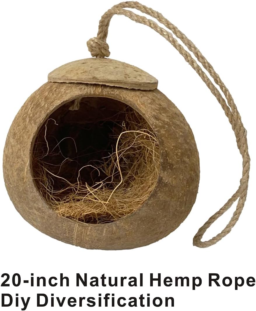 Bird Nest for Cage Natural Coconut Shell Bird House Parakeet Nesting