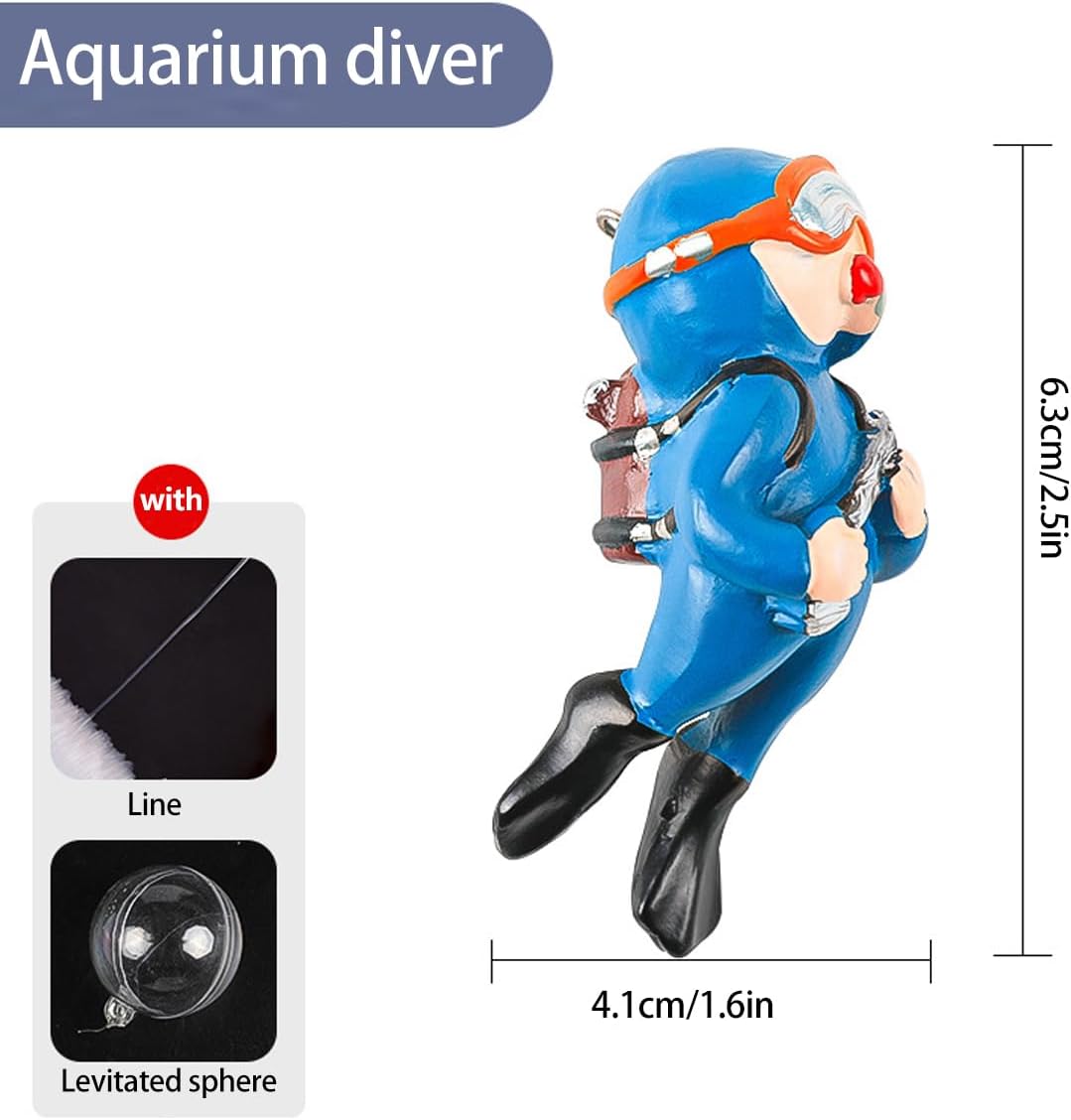 3pcs Floating Fish Tank Decorations, Little Diver Aquarium Decoration