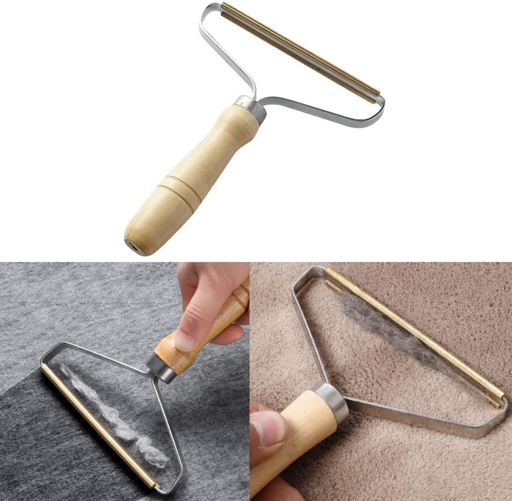 Carpet Pet Hair Remover, Portable Wooden Handle Lint Roller