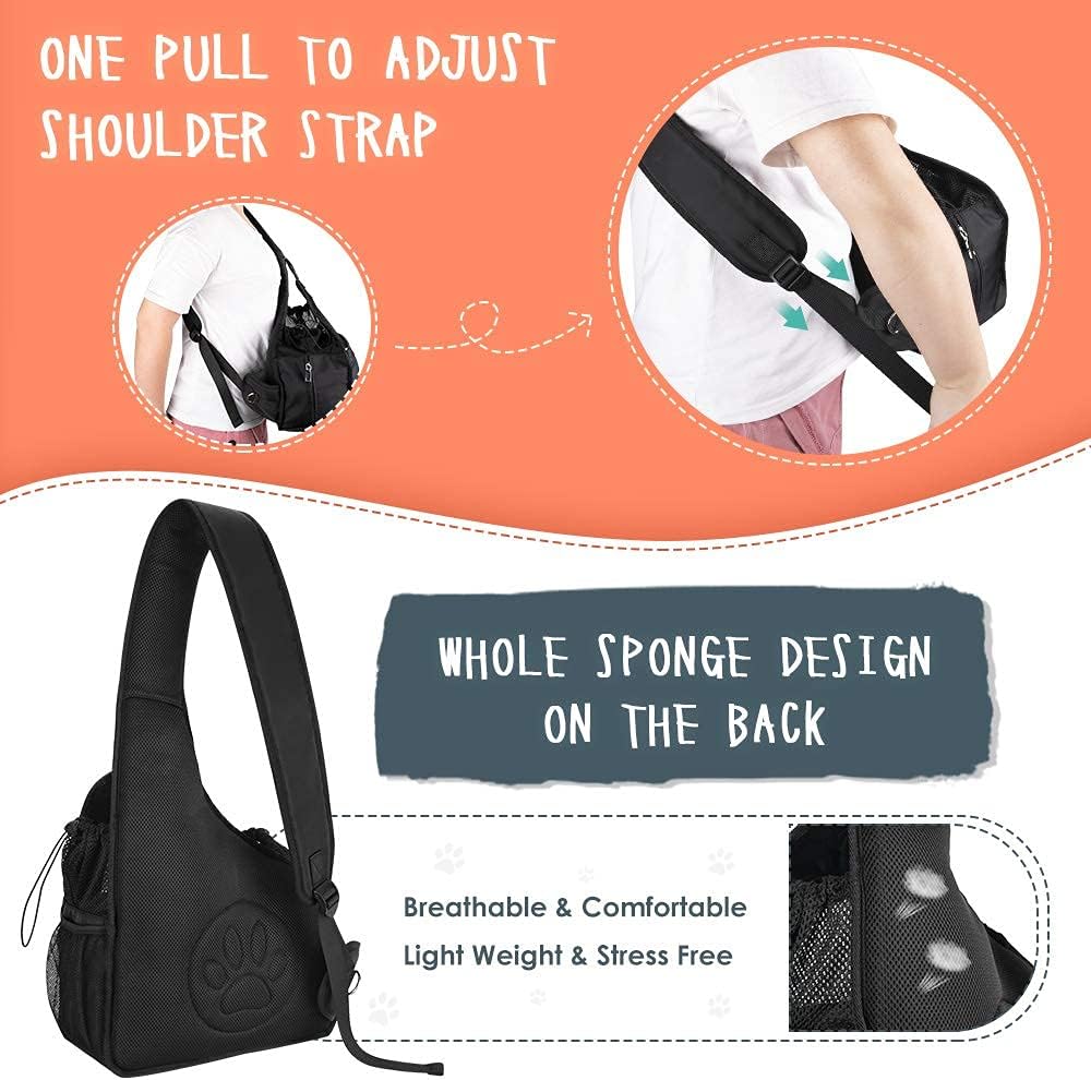 Lukovee Pet Sling, Removable Hard Bottom for Small Dogs, 6-12 lbs