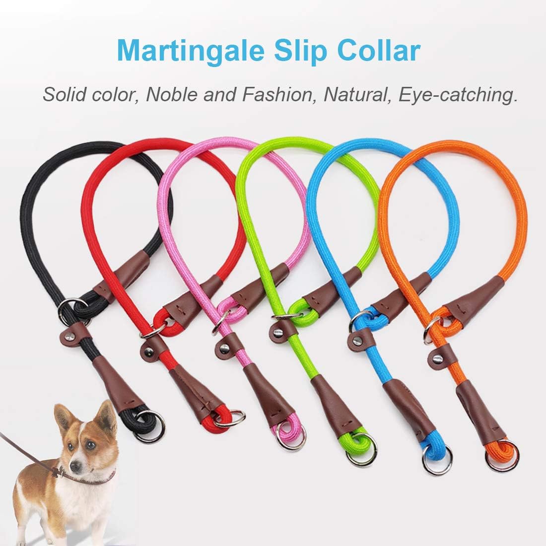 MayPaw Slip Collar Nylon Rope Adjustable Collar for Dog Training- No