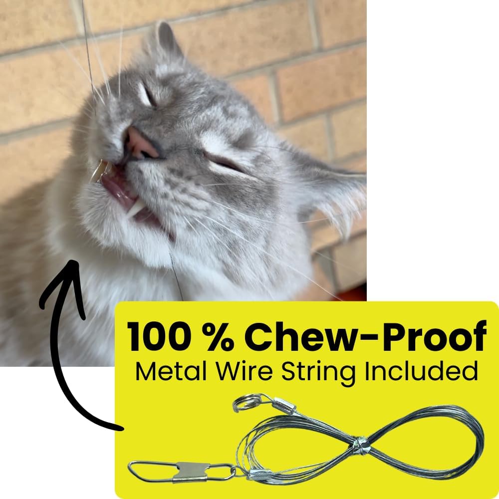 Cat Wand String Replacement 3-Pack, Chew Proof Metal Wire Toy