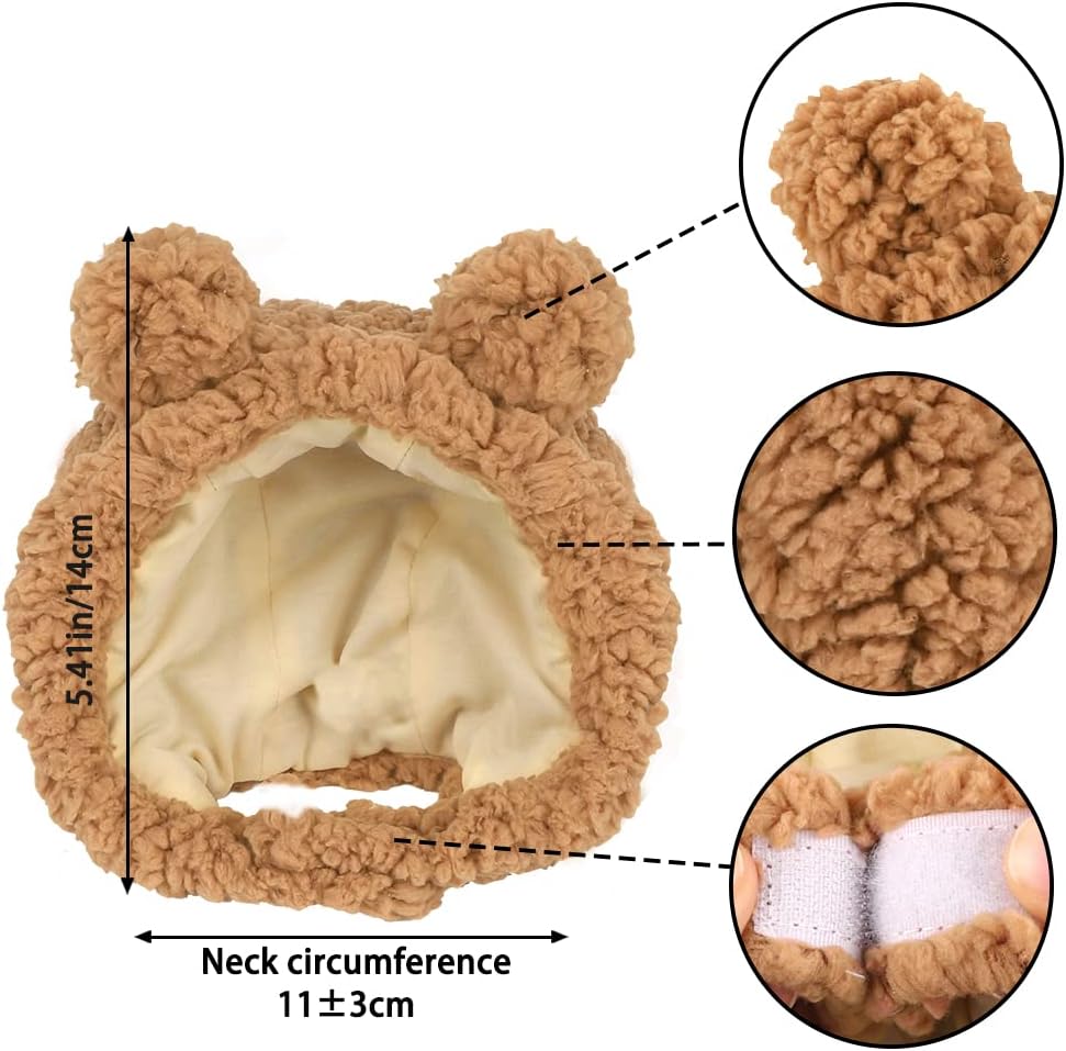 JOICEE Cute Cat Costume Warm Bear Hat Adjustable Small Pet Headwear