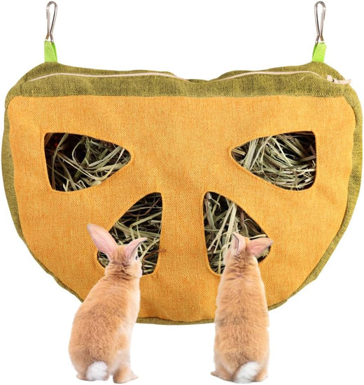 Hanging Hay Bag, 4 Holes Rabbit Hay Feeder Guinea Pig Feeding Bag