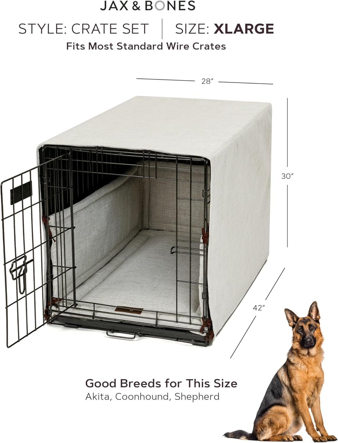 Jax & Bones Dog Crate Cover & Mat w/Bumper, Machine Washable