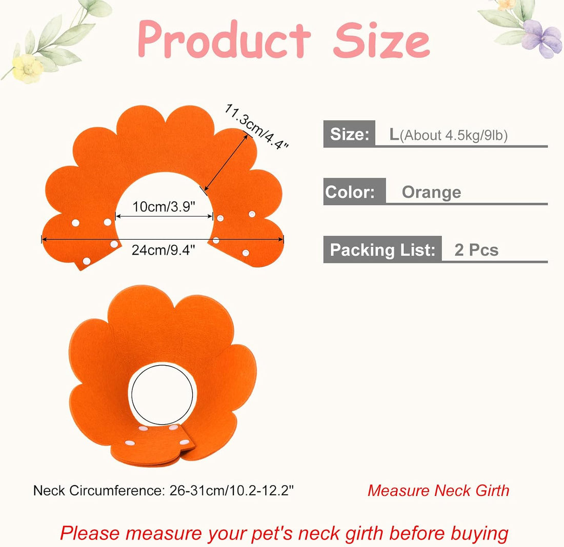 Cat Recovery Collar Cute Flower 2Pcs, L 10.2-12.2"