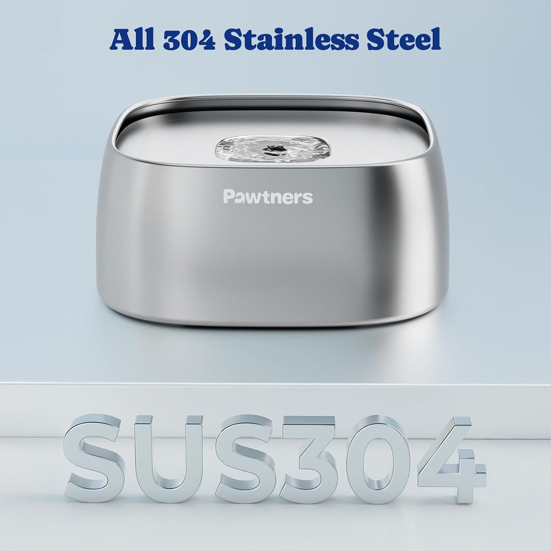 Pawtners All Stainless Steel Dog Water Bowl No Spill,135oz