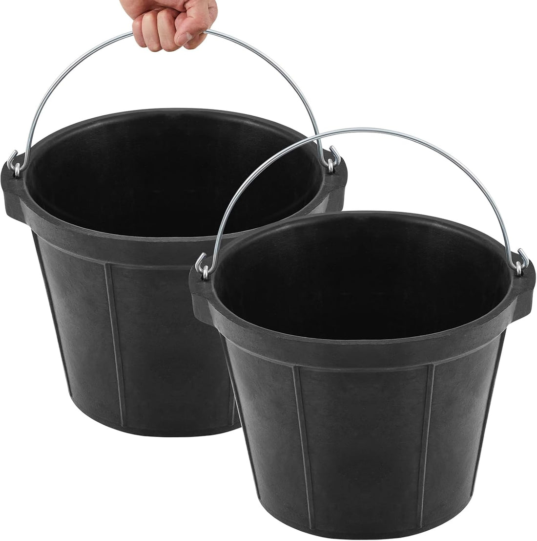 2 Pcs Rubber Feeder Bucket, 8 Quart 2 Gallon Rubber Horse Feed Bucket