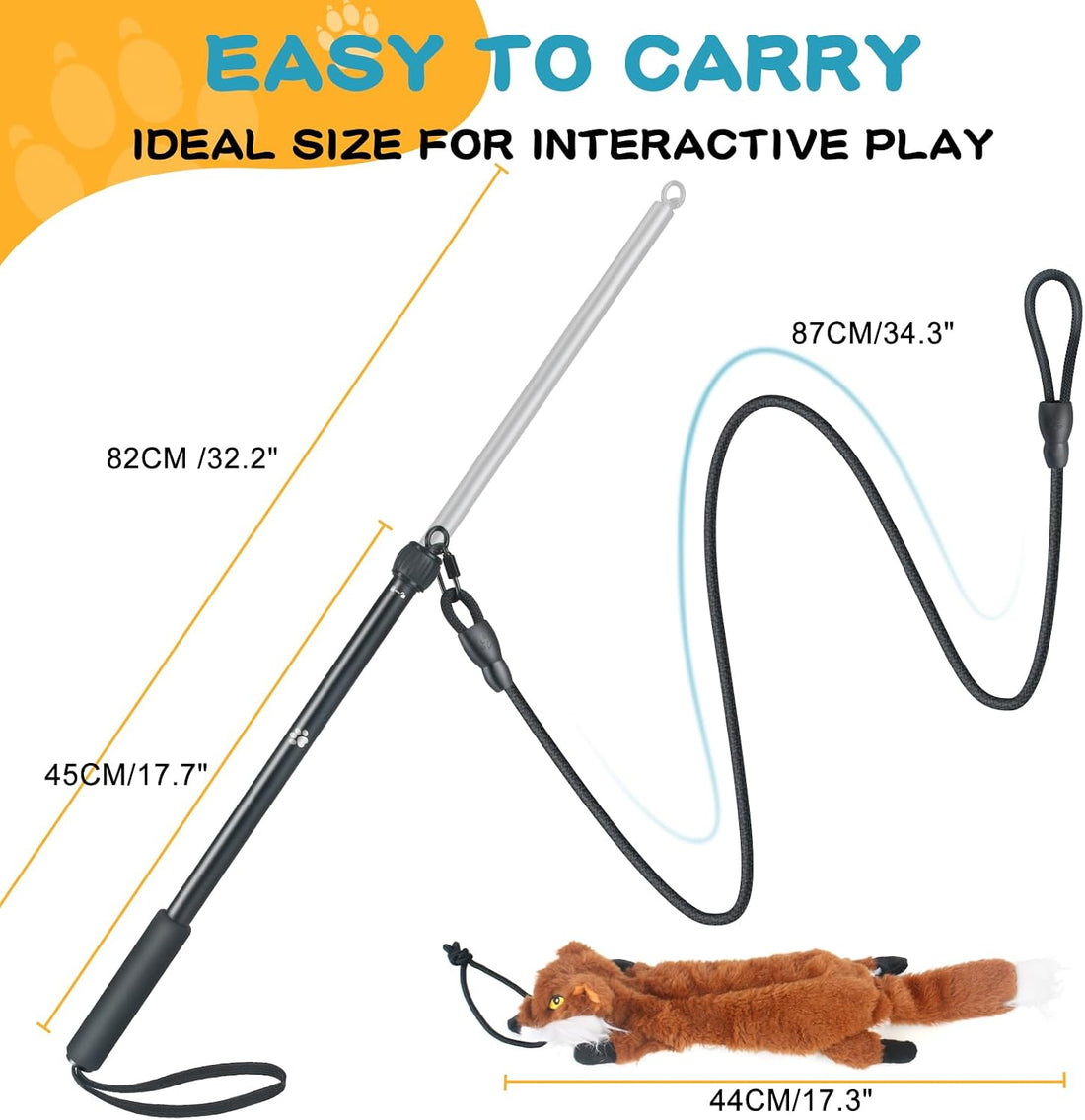 YILAKO Flirt Pole for Dogs - Heavy Duty Interactive Dog Rope Toy