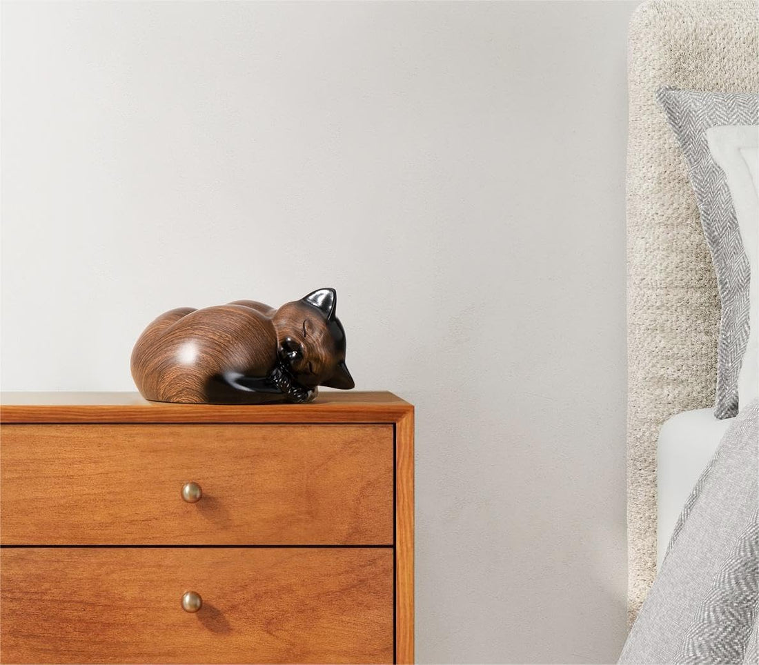 Kriss Art Pet Urns,Sleeping Resin Cremation Cat Urn