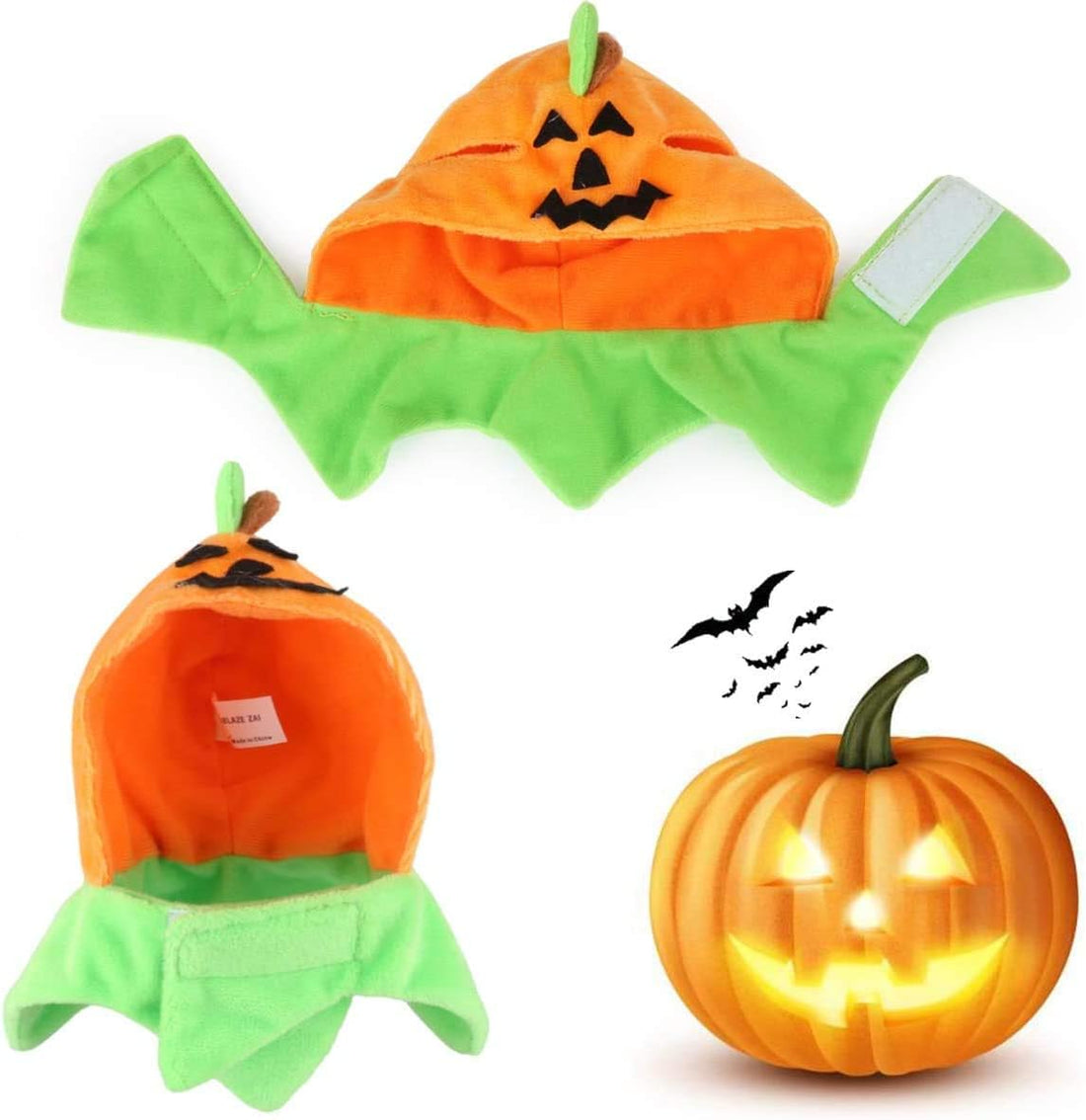 Idepet Cat Costume Halloween Pumpkin Hat Cats Costume Cute Cloak