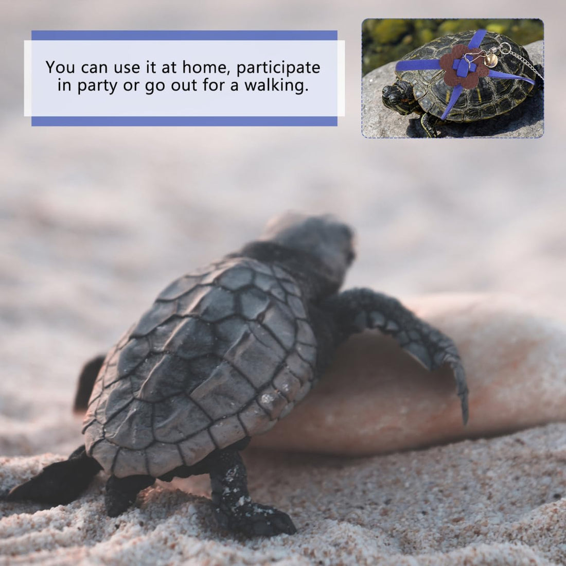 HANABASS Tortoise Pet Hauling Rope Adjustable Suede Blue