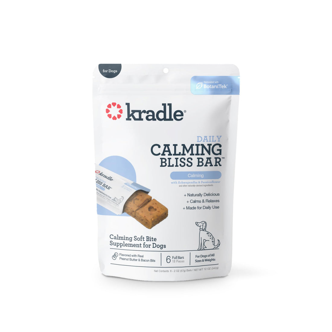 Kradle Bliss Bars for Dogs - Peanut Butter Flavored Calming