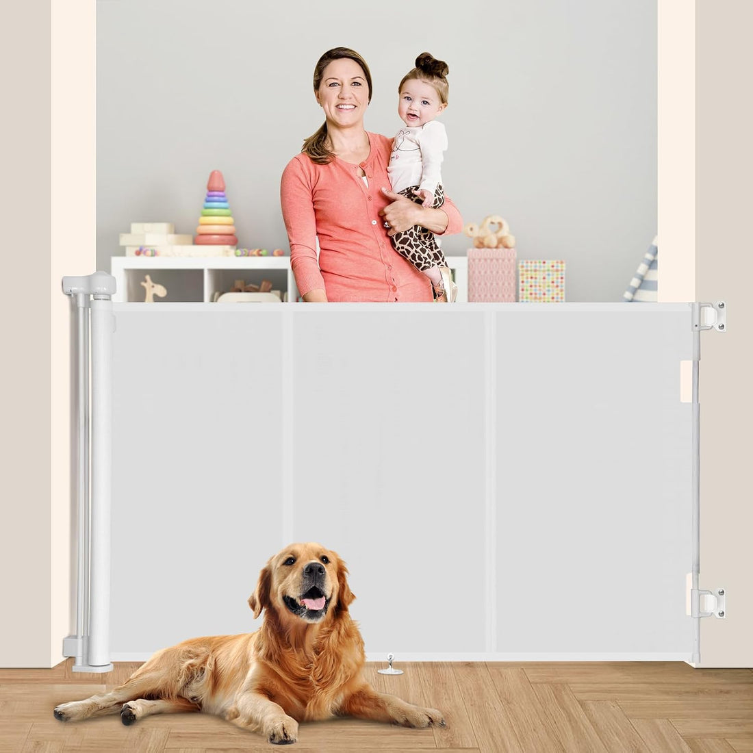 Miumoon 200 inch Reinforced Retractable Baby Gates 42 inch Tall