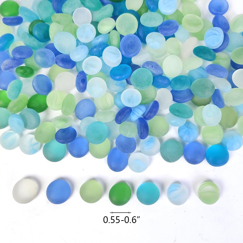 HappyFiller 2 Lb Matted Flat Marbles, Sea Glass Gems for Vase Fillers
