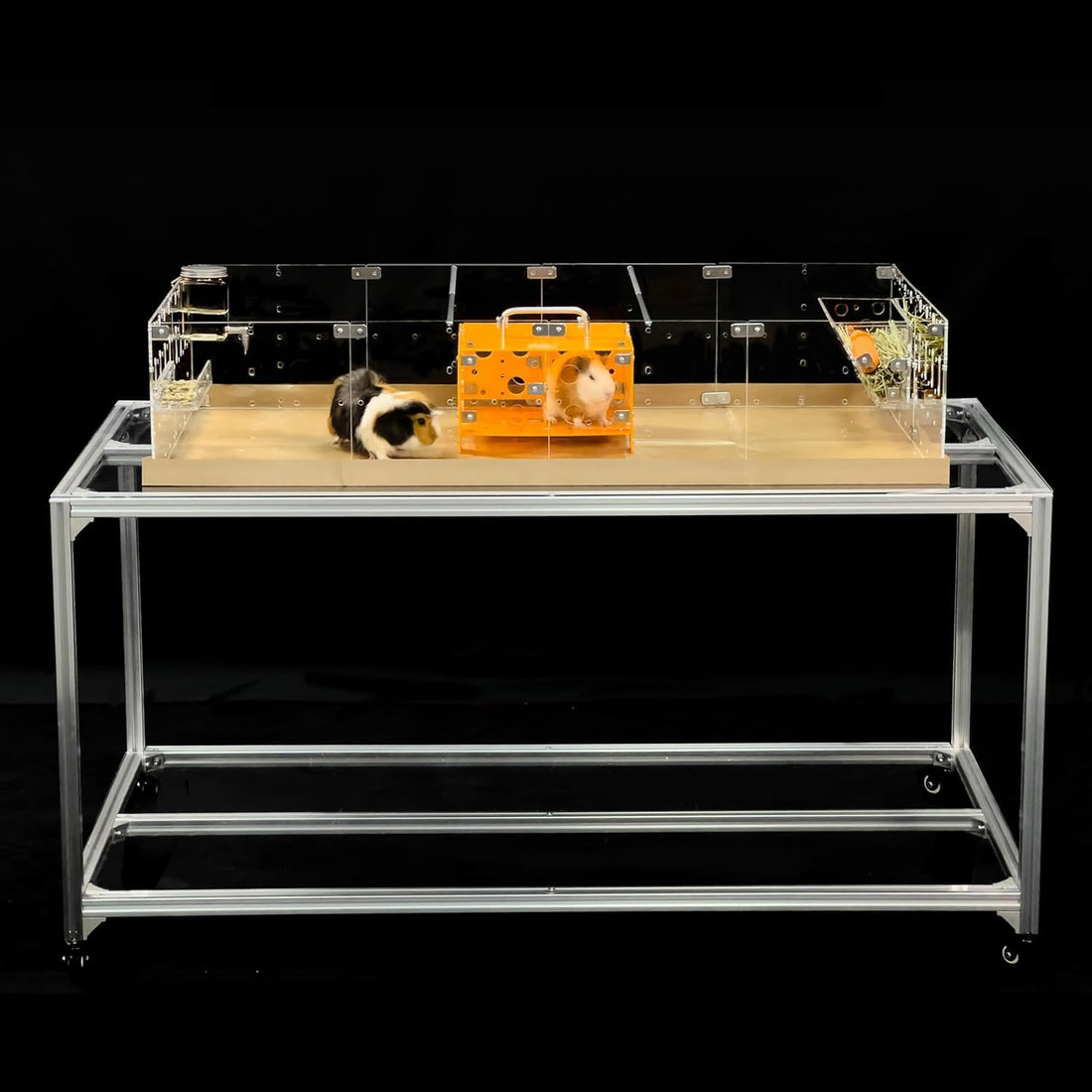 GuineaLoft™ 5'x2.5'x2.5' Pet Cage Table w/Shelf & Rollers